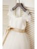 Cap Sleeves Ivory Lace Tulle Flower Girl Dress